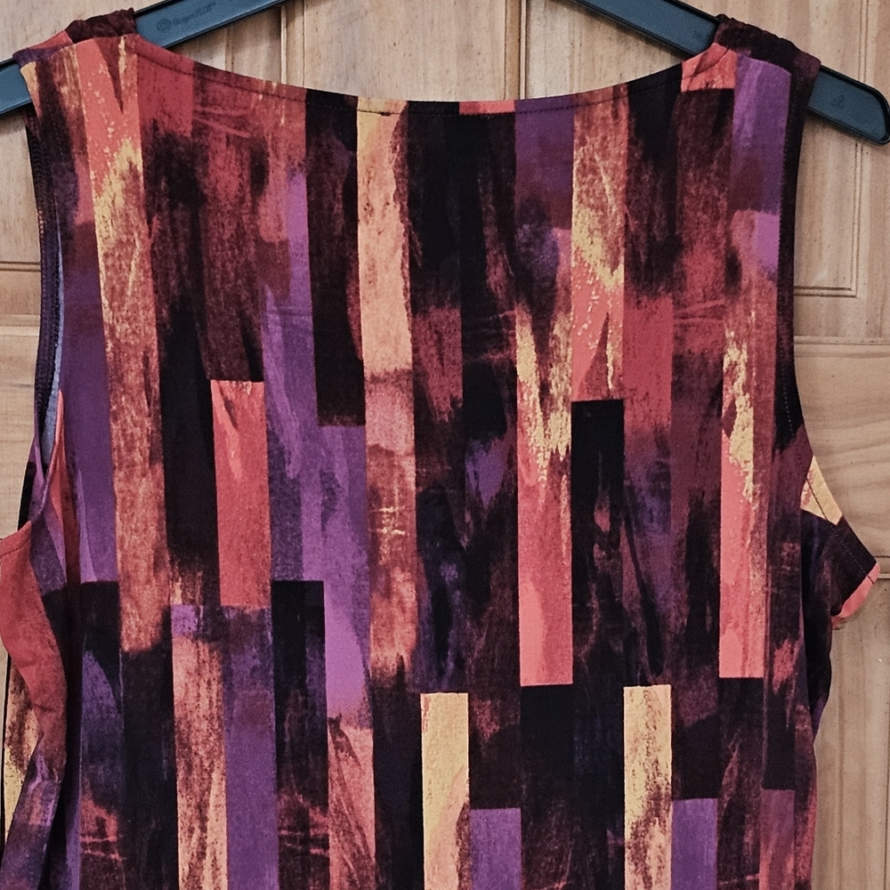 Calvin Klein Abstract Pattern Draped Neck Sleeveless Jersey Cami Tank Top - Picture 8 of 11